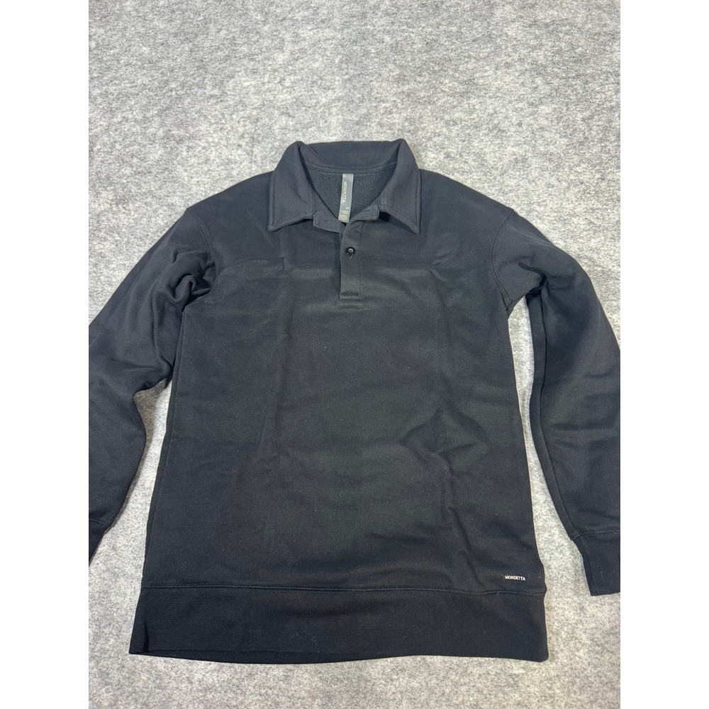 Mondetta Womens Black Long Sleeve Polo Sweatshirt Fleece Lined Size XS 1720516